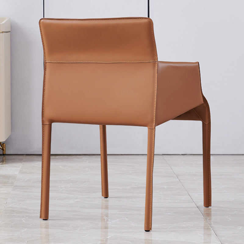 Faux Leather Arm Dining Chairs Orange and Dark grey Side Chair