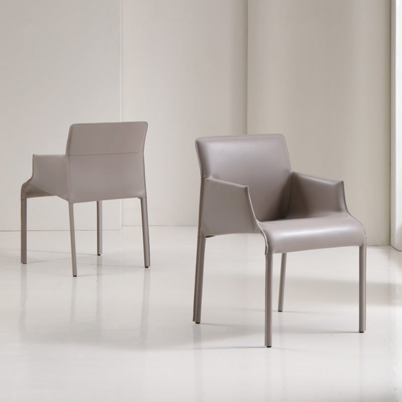 Contemporary Arm Dining Chairs Faux Leather Low Back Side Chair