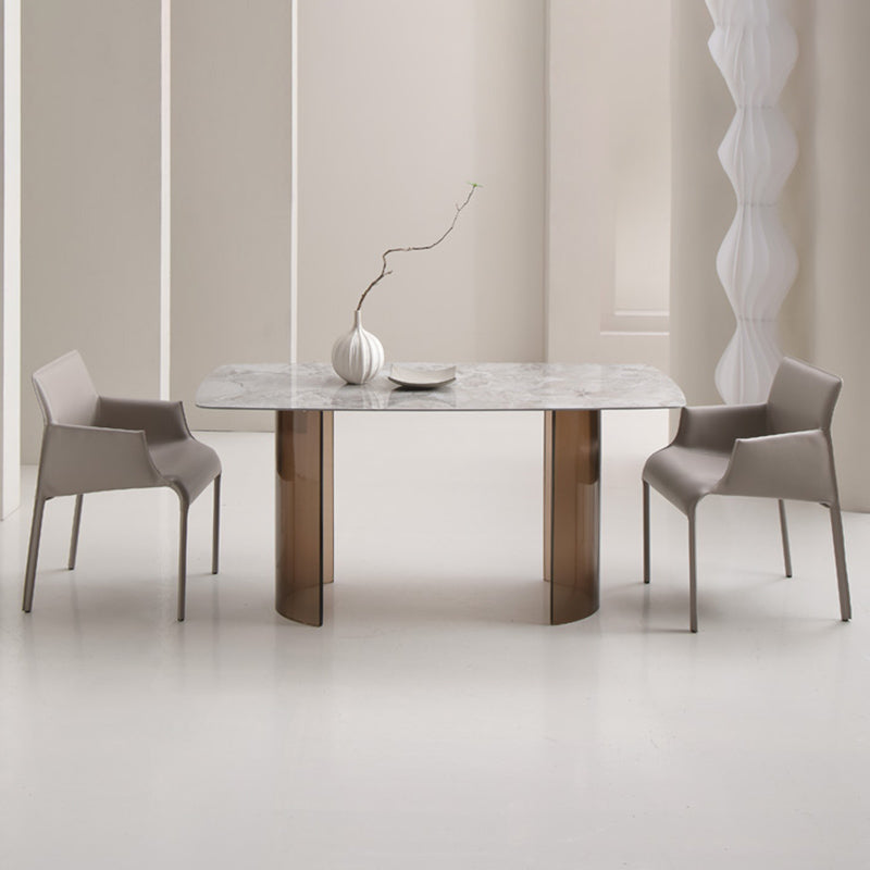 Contemporary Arm Dining Chairs Faux Leather Low Back Side Chair