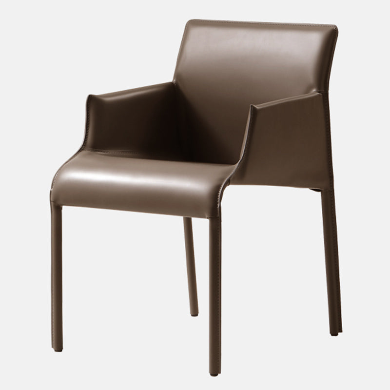 Contemporary Arm Dining Chairs Faux Leather Low Back Side Chair