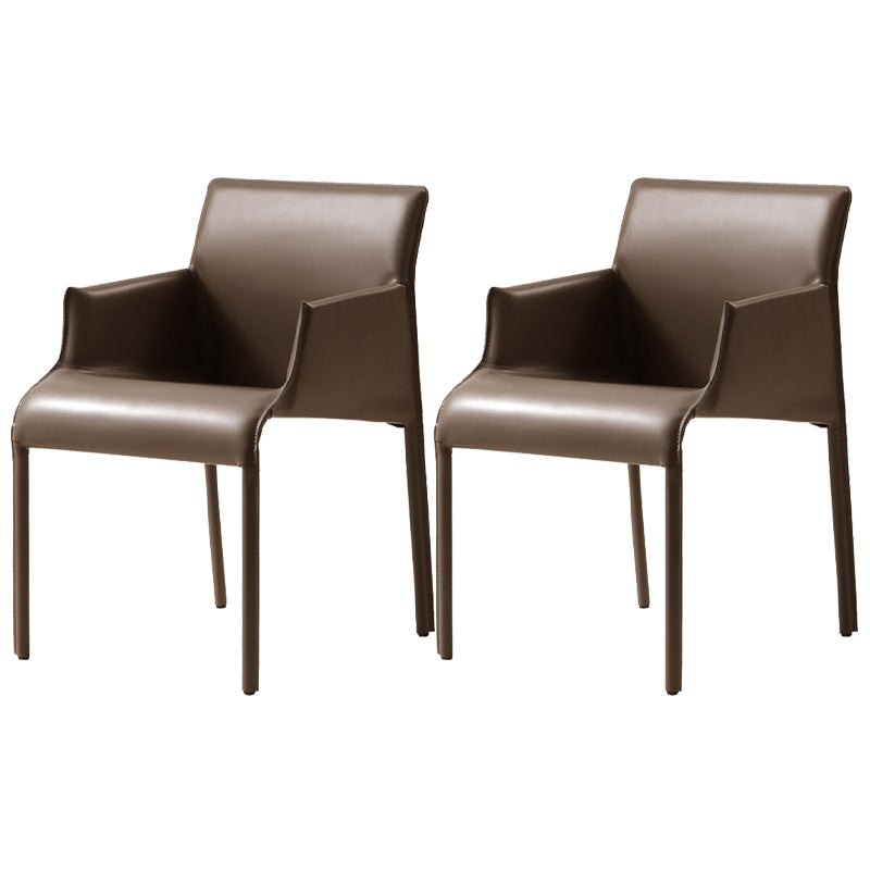 Contemporary Arm Dining Chairs Faux Leather Low Back Side Chair