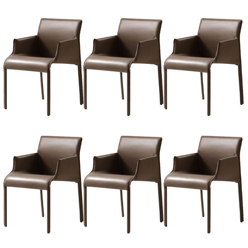 Contemporary Arm Dining Chairs Faux Leather Low Back Side Chair