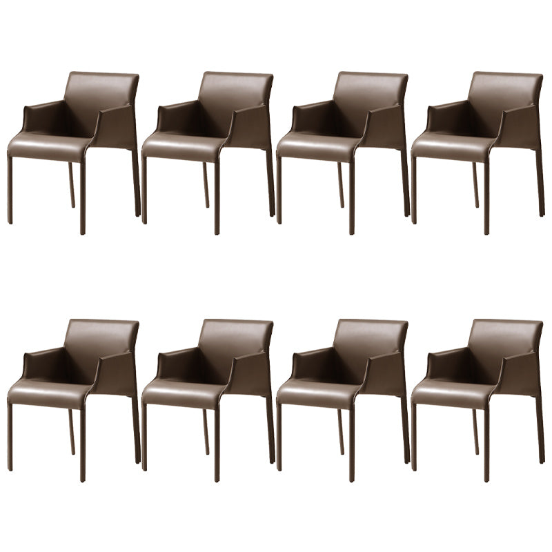 Contemporary Arm Dining Chairs Faux Leather Low Back Side Chair