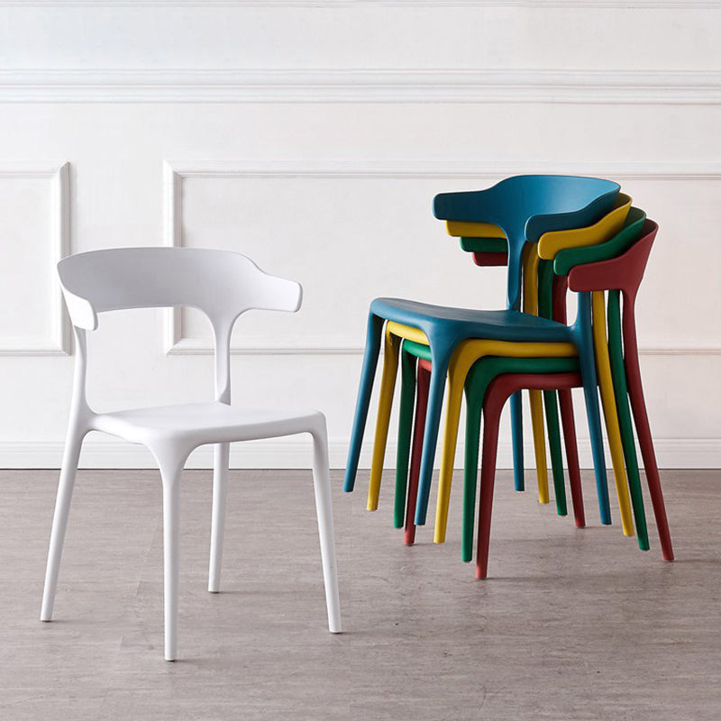 Stackable Open Back Dining Chairs Plastic Armless Dining Side Chair