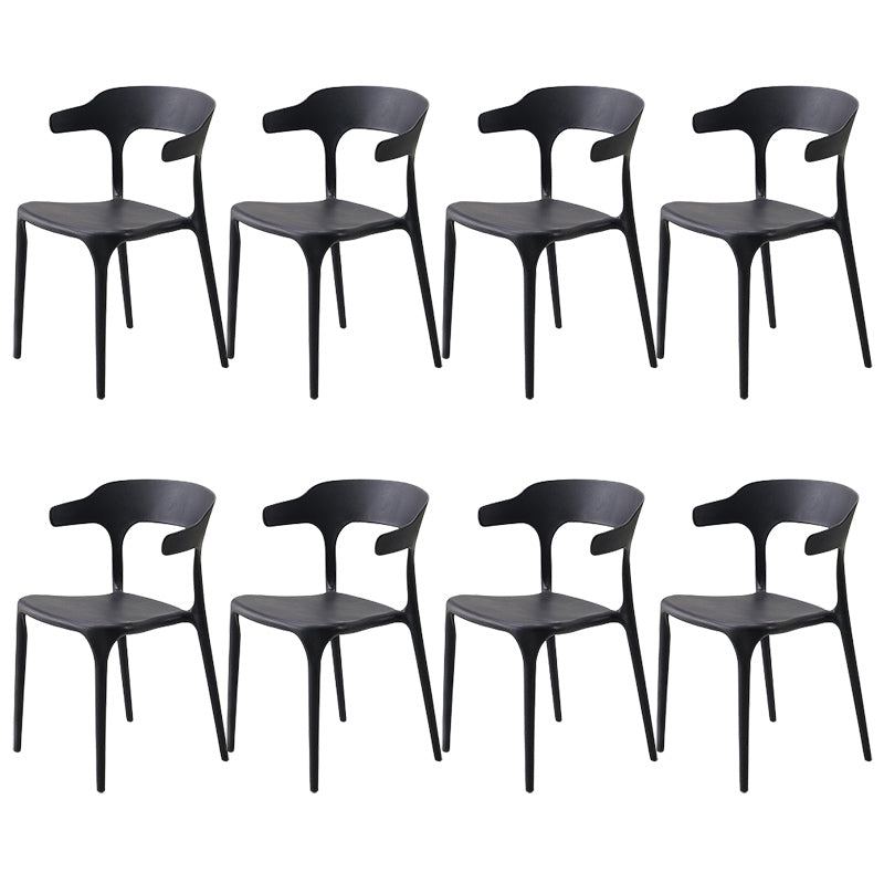 Stackable Open Back Dining Chairs Plastic Armless Dining Side Chair