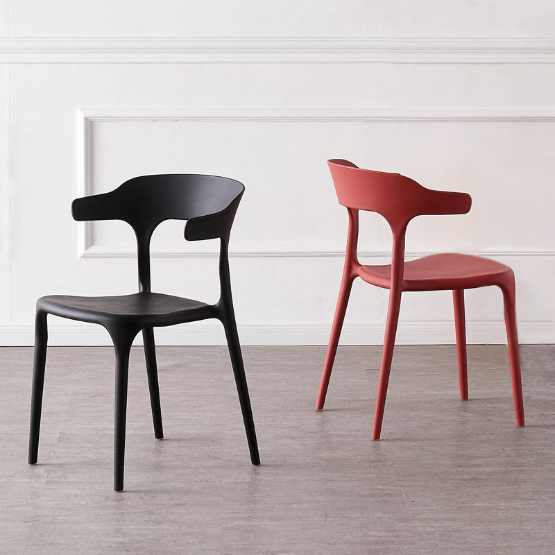 Stackable Open Back Dining Chairs Plastic Armless Dining Side Chair