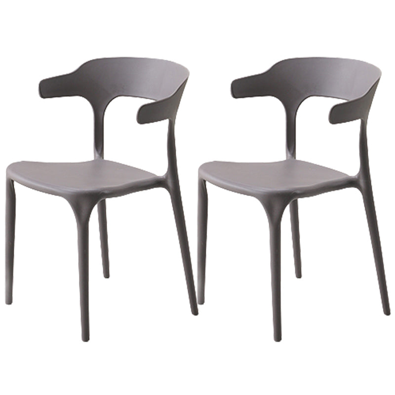 Stackable Open Back Dining Chairs Plastic Armless Dining Side Chair
