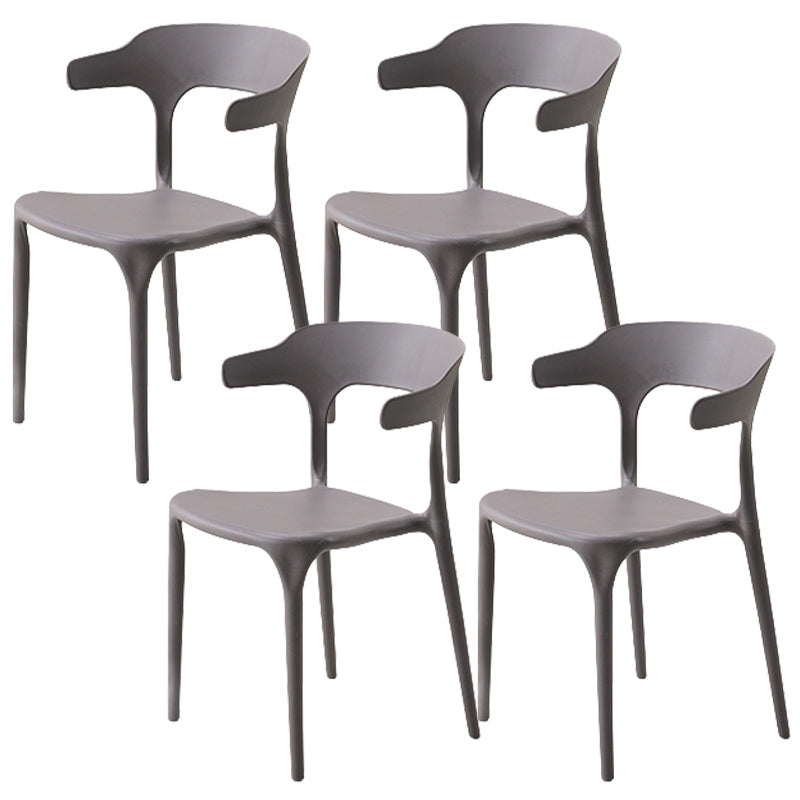 Stackable Open Back Dining Chairs Plastic Armless Dining Side Chair
