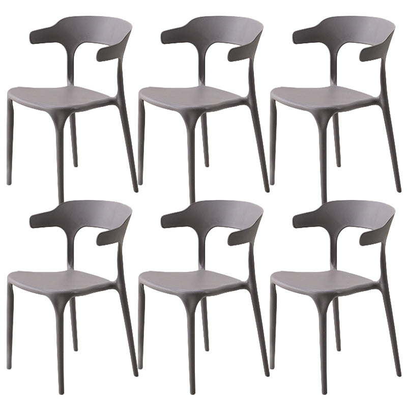 Stackable Open Back Dining Chairs Plastic Armless Dining Side Chair