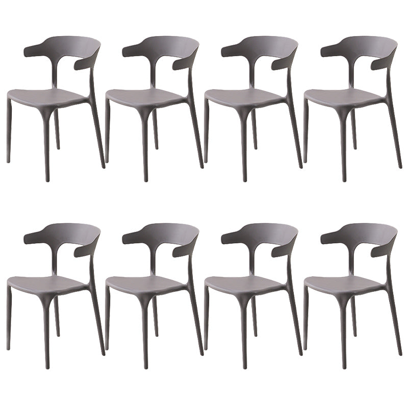 Stackable Open Back Dining Chairs Plastic Armless Dining Side Chair