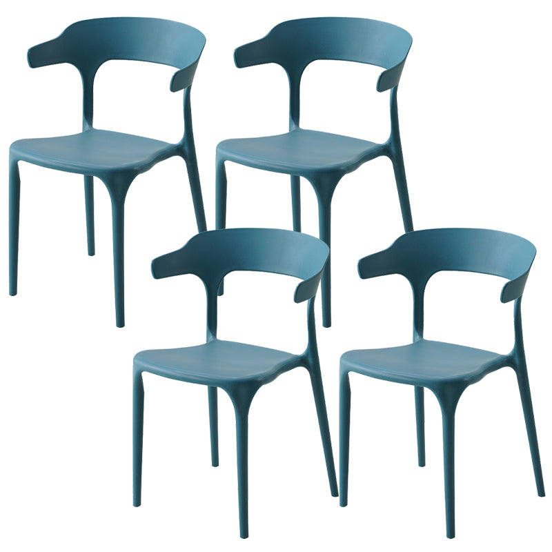 Stackable Open Back Dining Chairs Plastic Armless Dining Side Chair