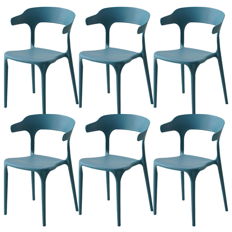 Stackable Open Back Dining Chairs Plastic Armless Dining Side Chair