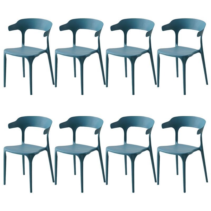 Stackable Open Back Dining Chairs Plastic Armless Dining Side Chair