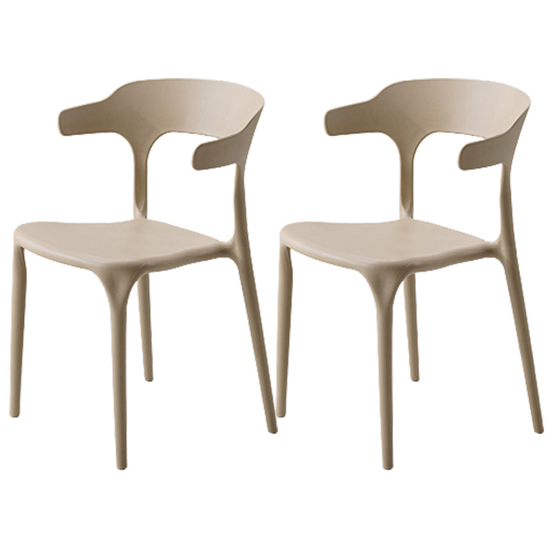 Stackable Open Back Dining Chairs Plastic Armless Dining Side Chair