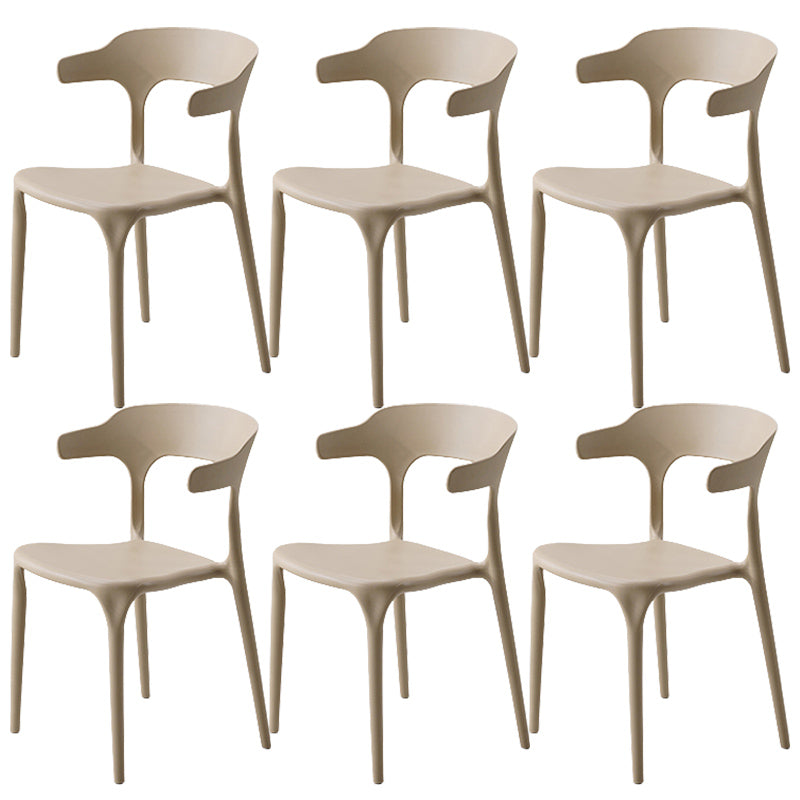 Stackable Open Back Dining Chairs Plastic Armless Dining Side Chair