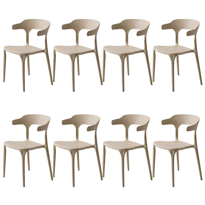 Stackable Open Back Dining Chairs Plastic Armless Dining Side Chair