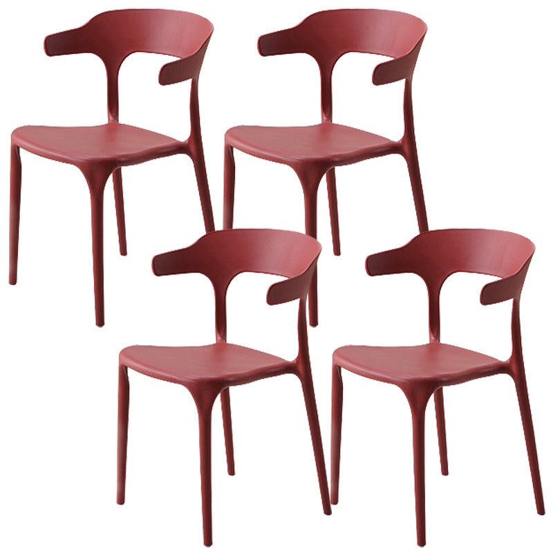 Stackable Open Back Dining Chairs Plastic Armless Dining Side Chair