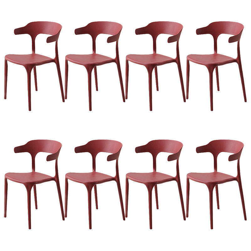 Stackable Open Back Dining Chairs Plastic Armless Dining Side Chair