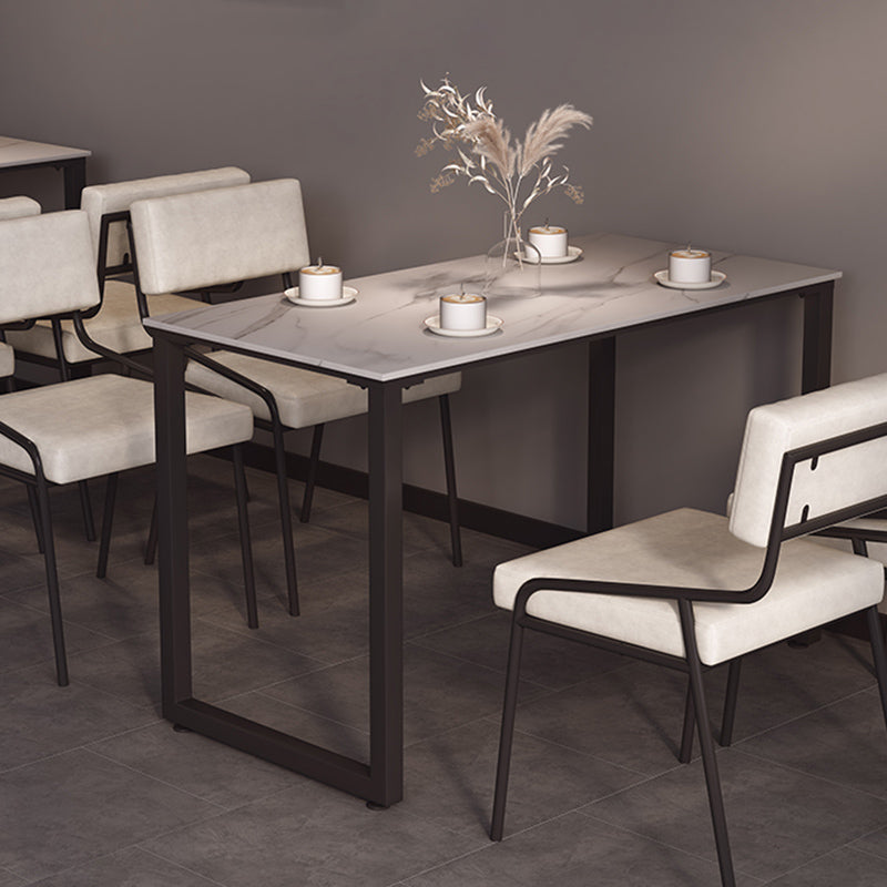 Industrial Style Side Chair Upholstered Open Back Dining Chair with Metal Leg