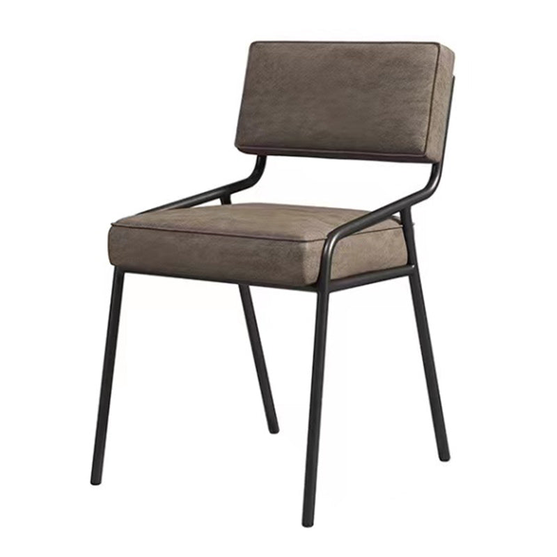 Industrial Style Side Chair Upholstered Open Back Dining Chair with Metal Leg