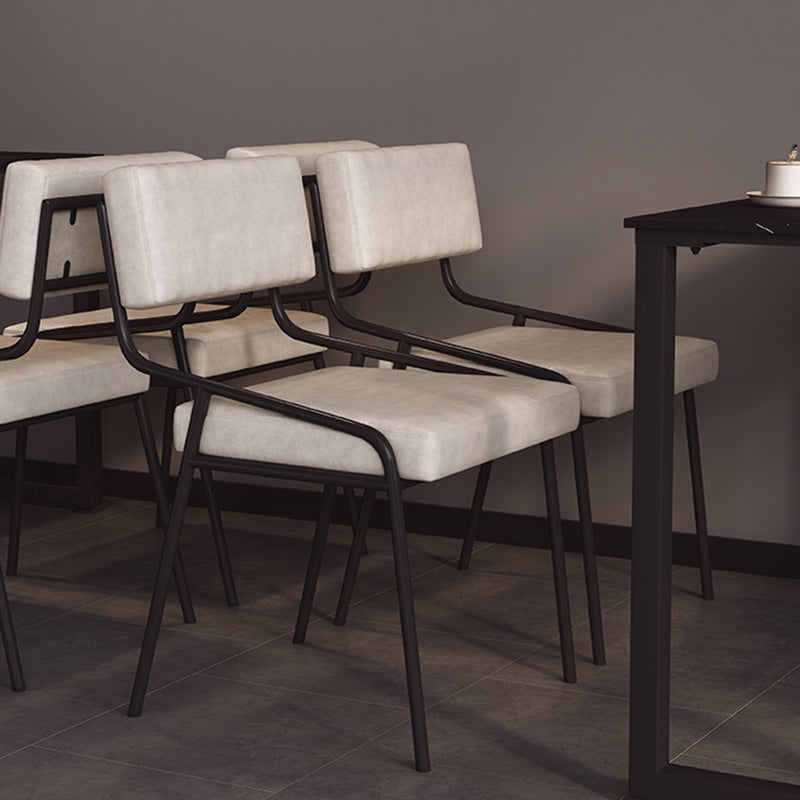 Industrial Style Side Chair Upholstered Open Back Dining Chair with Metal Leg