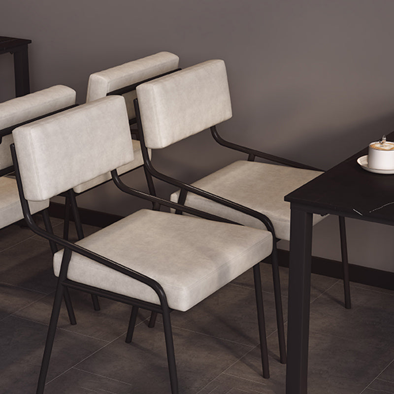 Industrial Style Side Chair Upholstered Open Back Dining Chair with Metal Leg