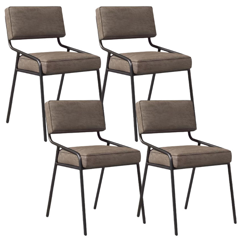 Industrial Style Side Chair Upholstered Open Back Dining Chair with Metal Leg