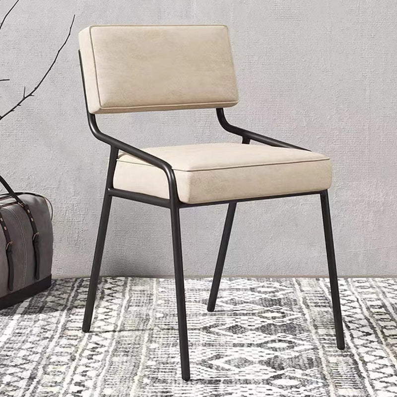 Industrial Style Side Chair Upholstered Open Back Dining Chair with Metal Leg