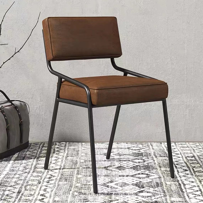 Industrial Style Side Chair Upholstered Open Back Dining Chair with Metal Leg