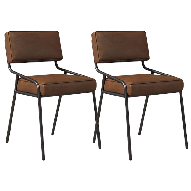 Industrial Style Side Chair Upholstered Open Back Dining Chair with Metal Leg