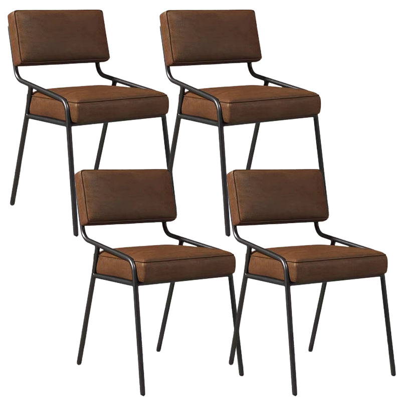 Industrial Style Side Chair Upholstered Open Back Dining Chair with Metal Leg