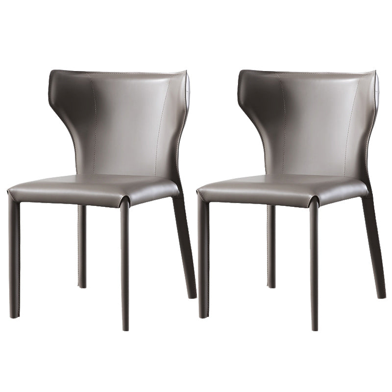 Faux Leather Wingback Side Chair Modern Armless Dining Chairs