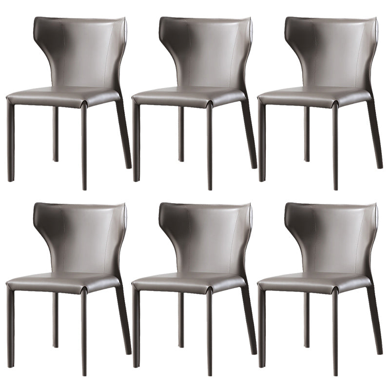 Faux Leather Wingback Side Chair Modern Armless Dining Chairs
