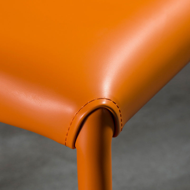 Faux Leather Wingback Side Chair Modern Armless Dining Chairs