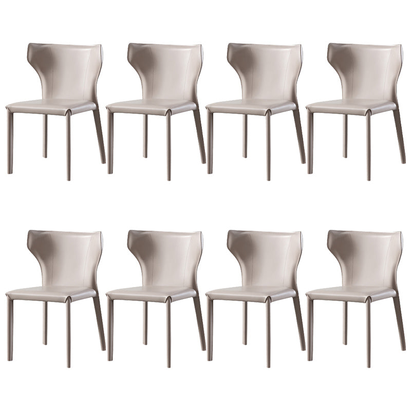 Faux Leather Wingback Side Chair Modern Armless Dining Chairs