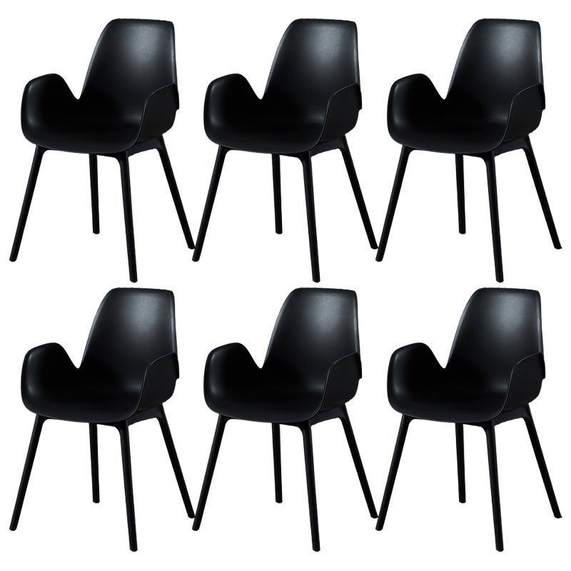 Scandinavian Style Arm Dining Chairs Plastic Home Dining Side Chair