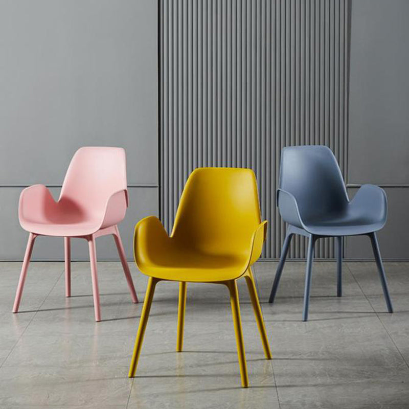 Scandinavian Style Arm Dining Chairs Plastic Home Dining Side Chair