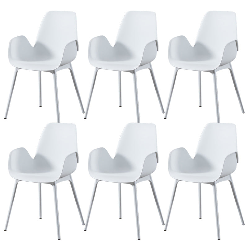 Scandinavian Style Arm Dining Chairs Plastic Home Dining Side Chair