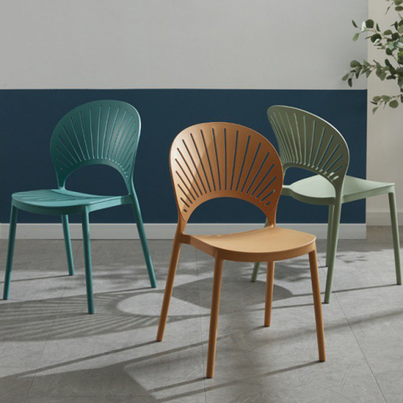 Stackable Armless Dining Side Chair Scandinavian Plastic Dining Chairs
