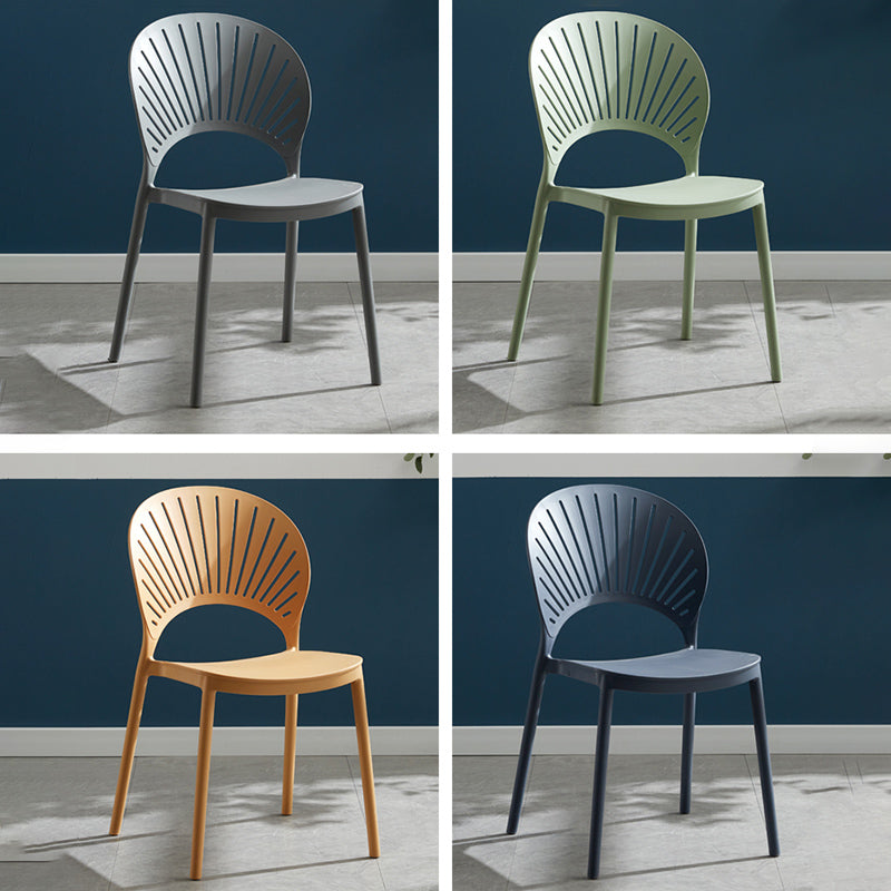Stackable Armless Dining Side Chair Scandinavian Plastic Dining Chairs