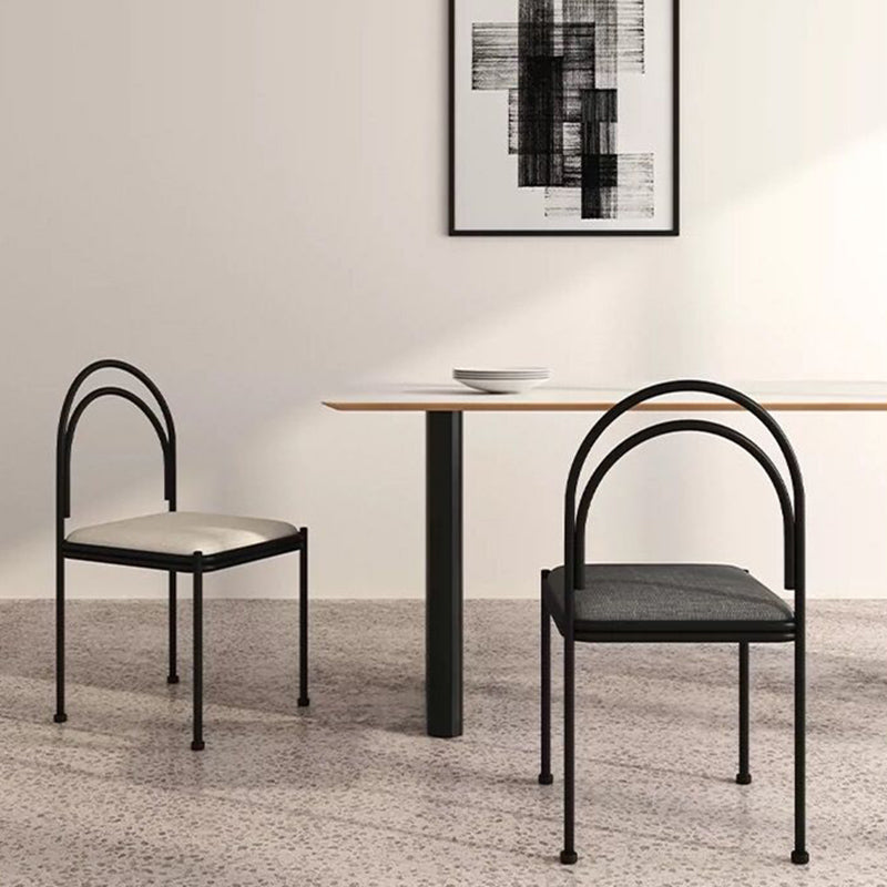 Metal Industrial Dining Chair Metallic Finish Side Chair with Black Legs