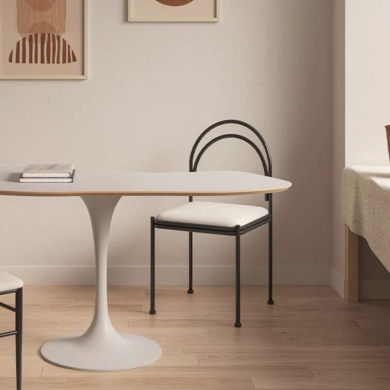 Metal Industrial Dining Chair Metallic Finish Side Chair with Black Legs