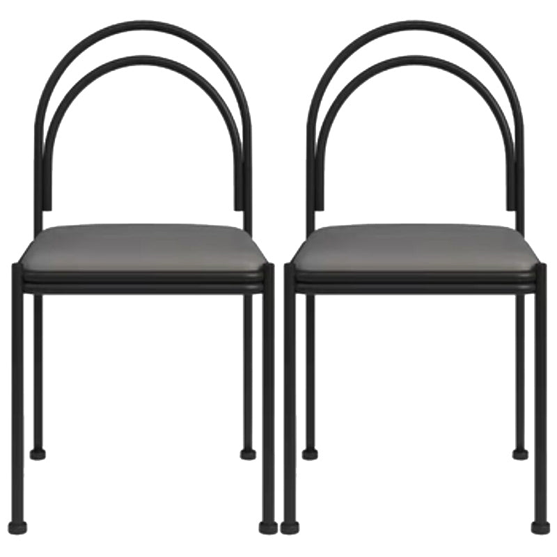 Metal Industrial Dining Chair Metallic Finish Side Chair with Black Legs