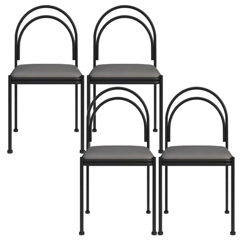 Metal Industrial Dining Chair Metallic Finish Side Chair with Black Legs