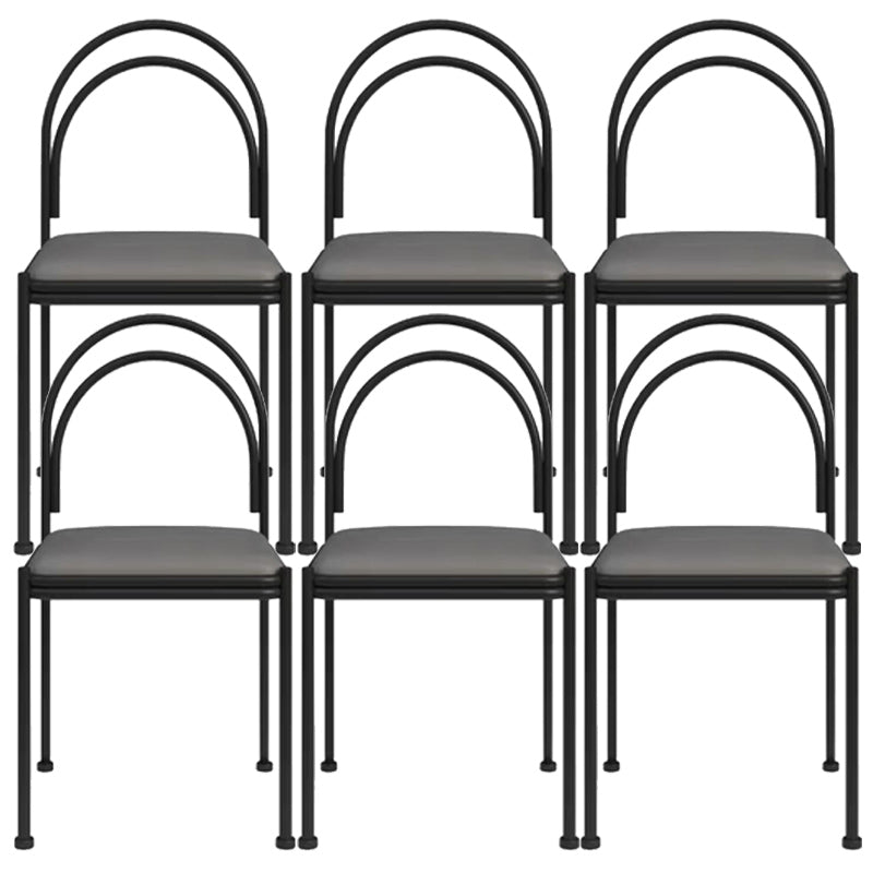 Metal Industrial Dining Chair Metallic Finish Side Chair with Black Legs