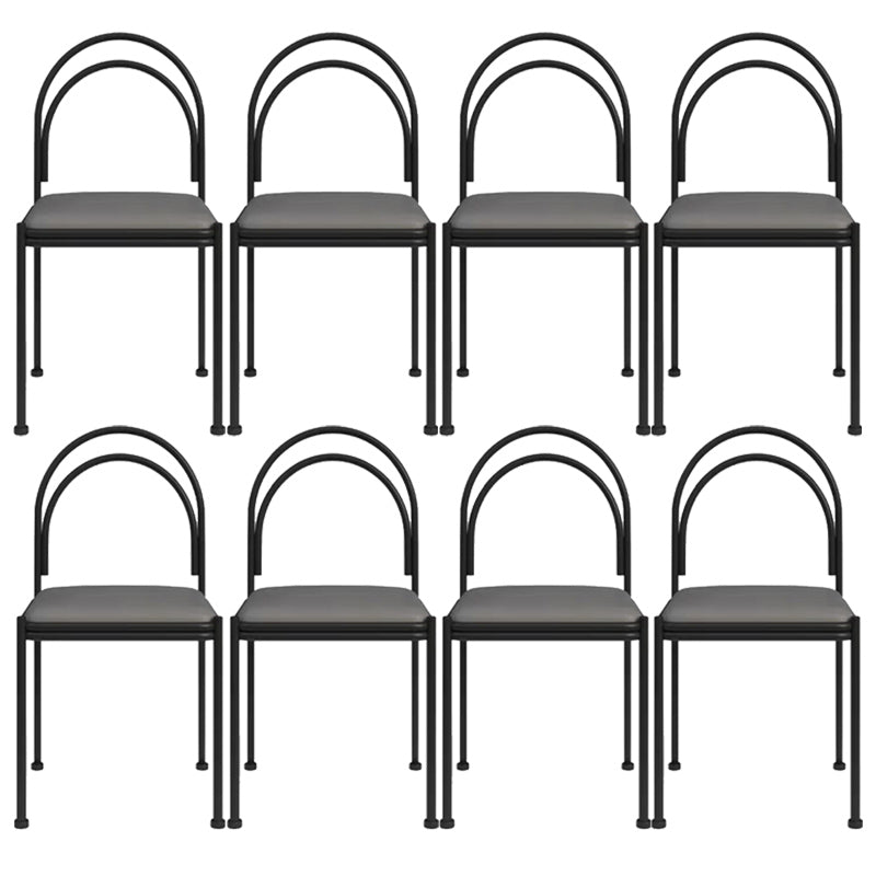 Metal Industrial Dining Chair Metallic Finish Side Chair with Black Legs