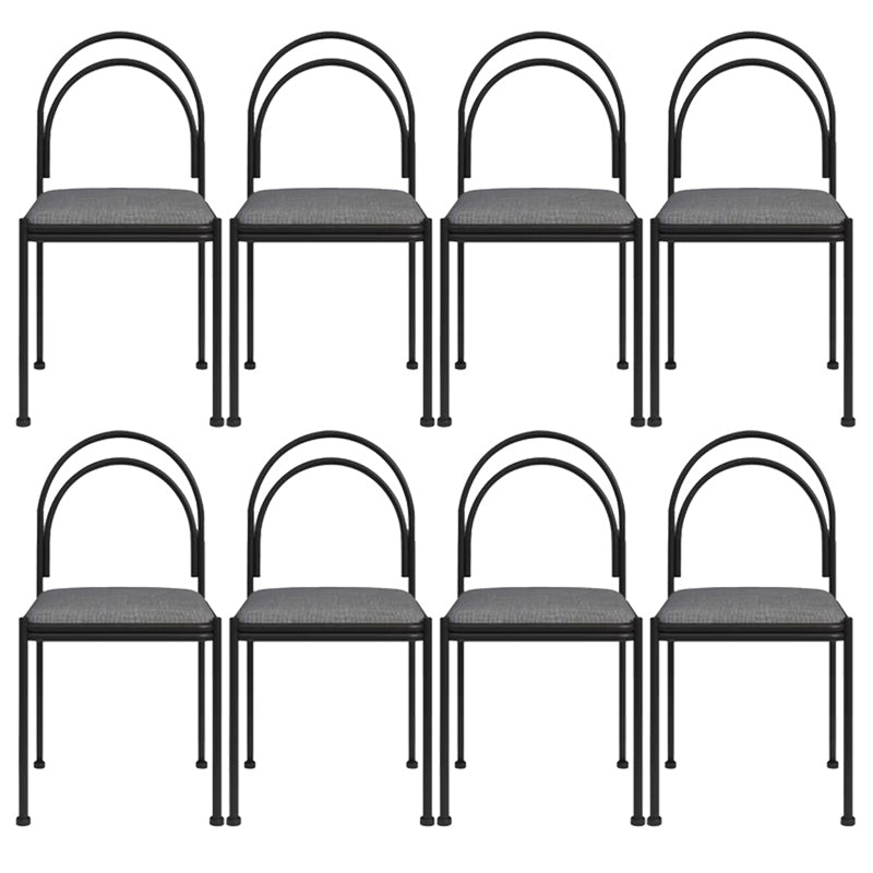 Metal Industrial Dining Chair Metallic Finish Side Chair with Black Legs