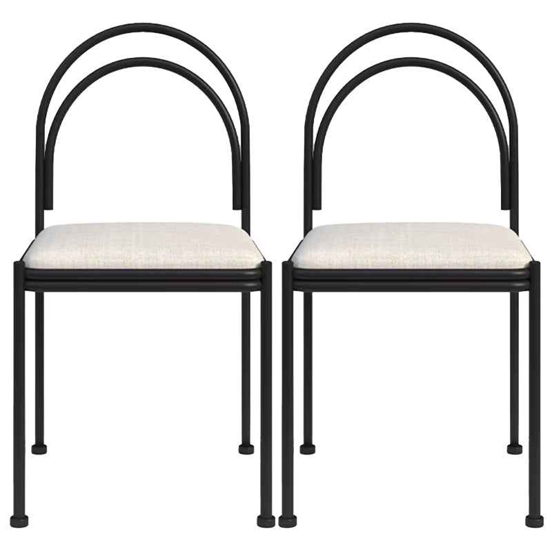 Metal Industrial Dining Chair Metallic Finish Side Chair with Black Legs