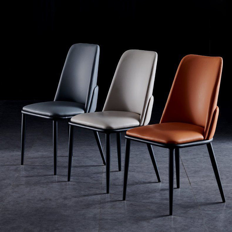 Metal Contemporary Indoor-Outdoor Side Chair Solid Back Dining Chair