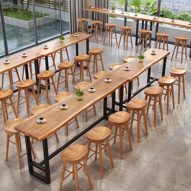 Modern 1/9 Pieces Bar Table Set Rectangle Wood Counter Table with Stools for Balcony